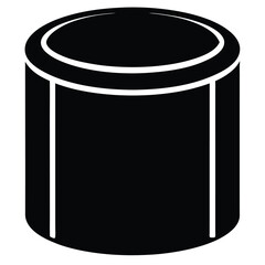 Simplified Black and White Illustration of an OpenTopped Cylinder with Rounded Edges and Vertical Lines