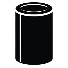 Black Cylinder with White Outline Simple Vector Illustration, Geometric Shape, Minimalist Design