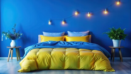 Cozy bedroom scene with folded duvet