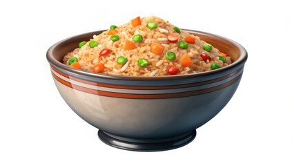 bowl of fried rice isolated in solid white background