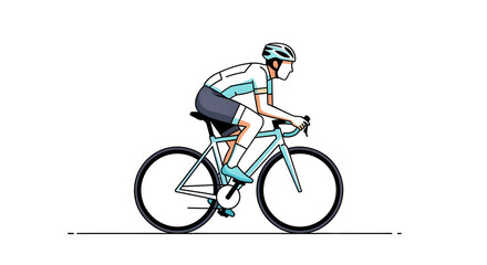 Fototapeta premium Side profile of a cyclist on a racing bicycle, clean and simple flat vector art illustration for sports and active lifestyle concepts