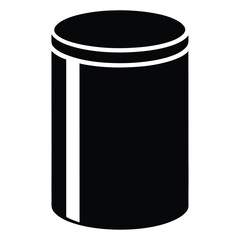 Black Cylinder with Horizontal Bands Graphic Illustration, Showing 3D Perspective and Depth