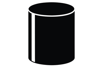 Simple Black Cylinder Shape Illustration with Rounded Edges and Subtle Highlights Design