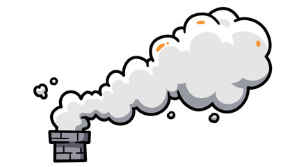Cartoon Chimney with Plumes of Smoke Illustration.