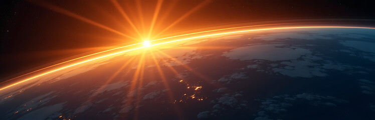 breathtaking perspective captures curvature planet bathed warm golden light delicate wisps