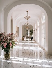 Fototapeta premium White hallway with arched ceilings