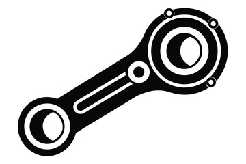 Black and White Graphic of a Piston Connecting Rod with Geometric Circular Designs