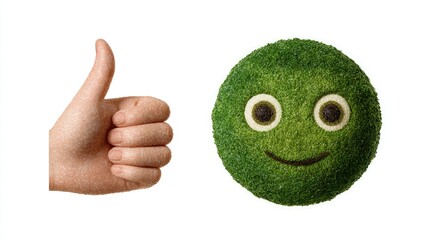 Thumb Up Emoji And Green Face Graphic Design