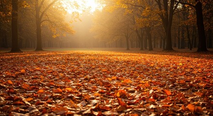 Golden Autumnal Canopy A Warm and Inviting Forest Floor in Seasonal Splendor