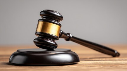 Wooden Gavel on Sound Block: Symbol of Justice, Law, and Legal System Integrity