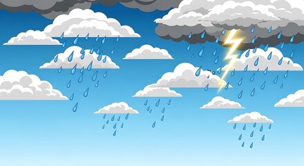 Cloudy Sky with Rain and Lightning.