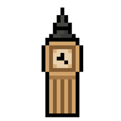 Pixel Art Depiction of Big Ben Clock Tower