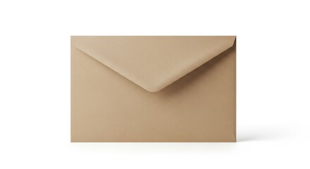 Beige Envelope with Flap on White Background