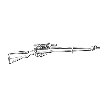black and white rifle with scope clip art preview