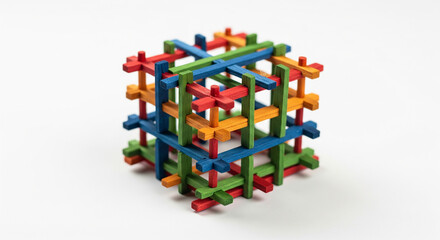 Colorful wooden construction cube isolated on white background, a captivating toy for creative minds and a symbol of playful learning and development