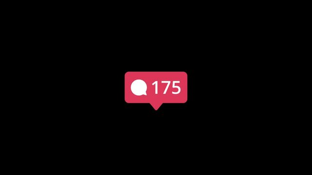 Animated a Digital Notification Icon Showing a High Number of Comments on a Black Background, Social media Instagram Comment animation - Powered by Adobe