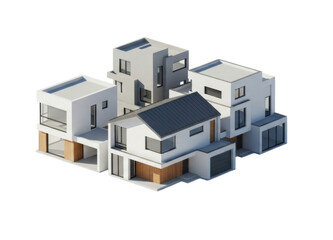 Modern Modular Cube Houses cutout isolated transparent bg png