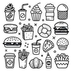 Simple hand drawn black and white graphic elements collection