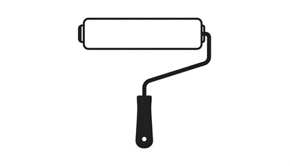 Simple, black outline illustration of a paint roller, highlighting its basic construction.