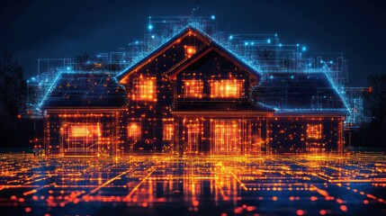 Obraz premium Futuristic Smart Home Design at Night