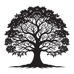 Silhouette of a majestic tree with lush foliage