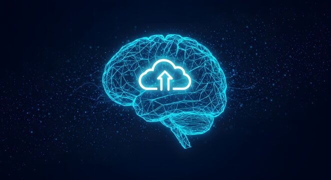 Cloud brain ai artificial intelligence machine learning neural network digital mind data upload - Powered by Adobe