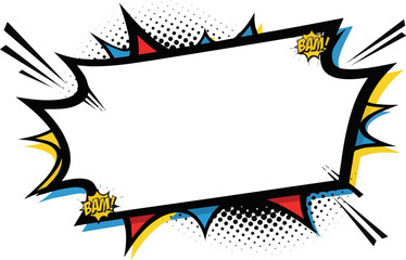 Create a Full HD American comic style graphic banner frame vector art with white background. © al