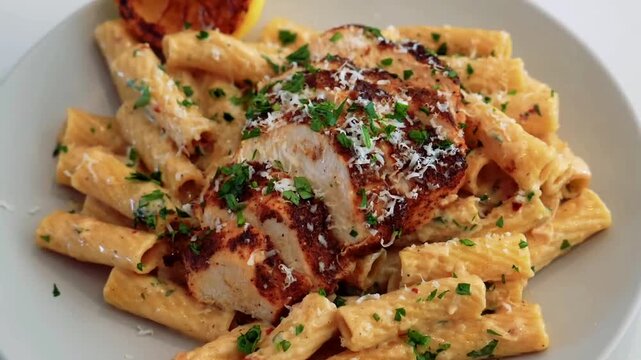 Lemon Chicken Pasta &ndash; Ziti Chicken Pasta &ndash; Rigatoni Chicken Pasta, a traditional Italian classic with savory flavors, perfect for gourmet dining, catering, and restaurant menus.