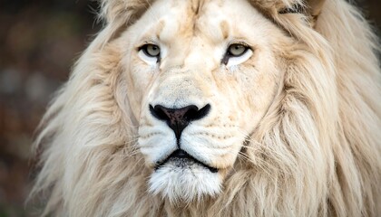 Close-up portrait of a majestic white lion