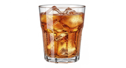 Ice cubes in a tall glass of iced tea.