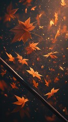 Autumn Leaves Floating in Warm Light