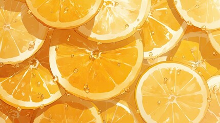 Sliced Oranges in Water with Bubbles