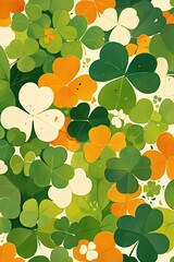 St. Patrick's Day-themed illustration featuring shamrocks and orange accents