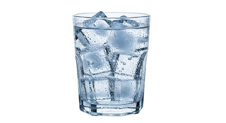 Glass of refreshing water with ice cubes for hydration and thirst quenching.