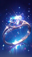 Sparkling Diamond Ring with Radiant Light Effects