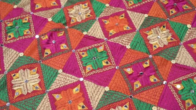 colourful hand made phulkari embroidery dupatta