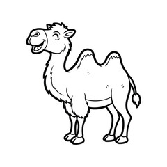 Smiling dromedary camel cartoon character outline standing desert animal vector