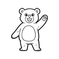 Cute teddy bear waving friendly greeting cartoon illustration for kids vector