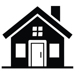 home flat icon black and white silhouette