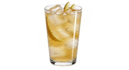 Refreshing Apple Cider Highball Drink in Tall Glass.