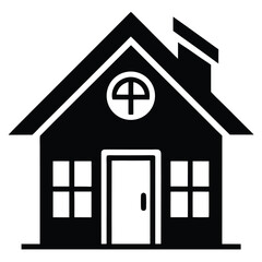 home flat icon black and white silhouette