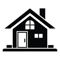 home flat icon black and white silhouette