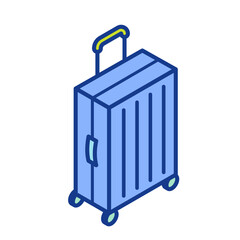Isometric illustration of a blue suitcase. Travel carry-on bag.
