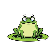 Cute cartoon frog sitting on a lily pad with big expressive eyes vector