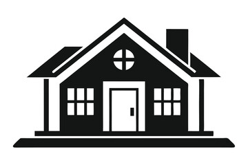 home flat icon black and white silhouette