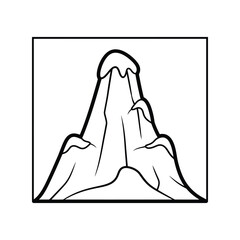 Stylized mountain peak line art illustration simple outline nature landscape vector