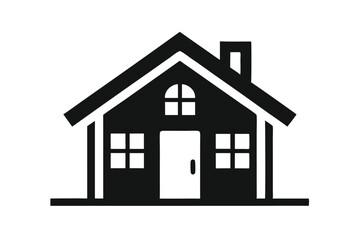 home flat icon black and white silhouette