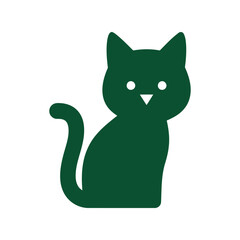 Green cat silhouette icon simple geometric minimalist pet animal vector graphic design vector