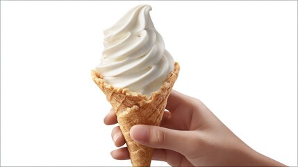 Hand Holding Vanilla Ice Cream Cone