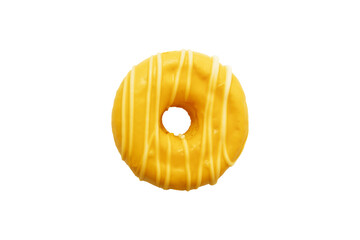 Yellow donut with mango flavor isolated on white background